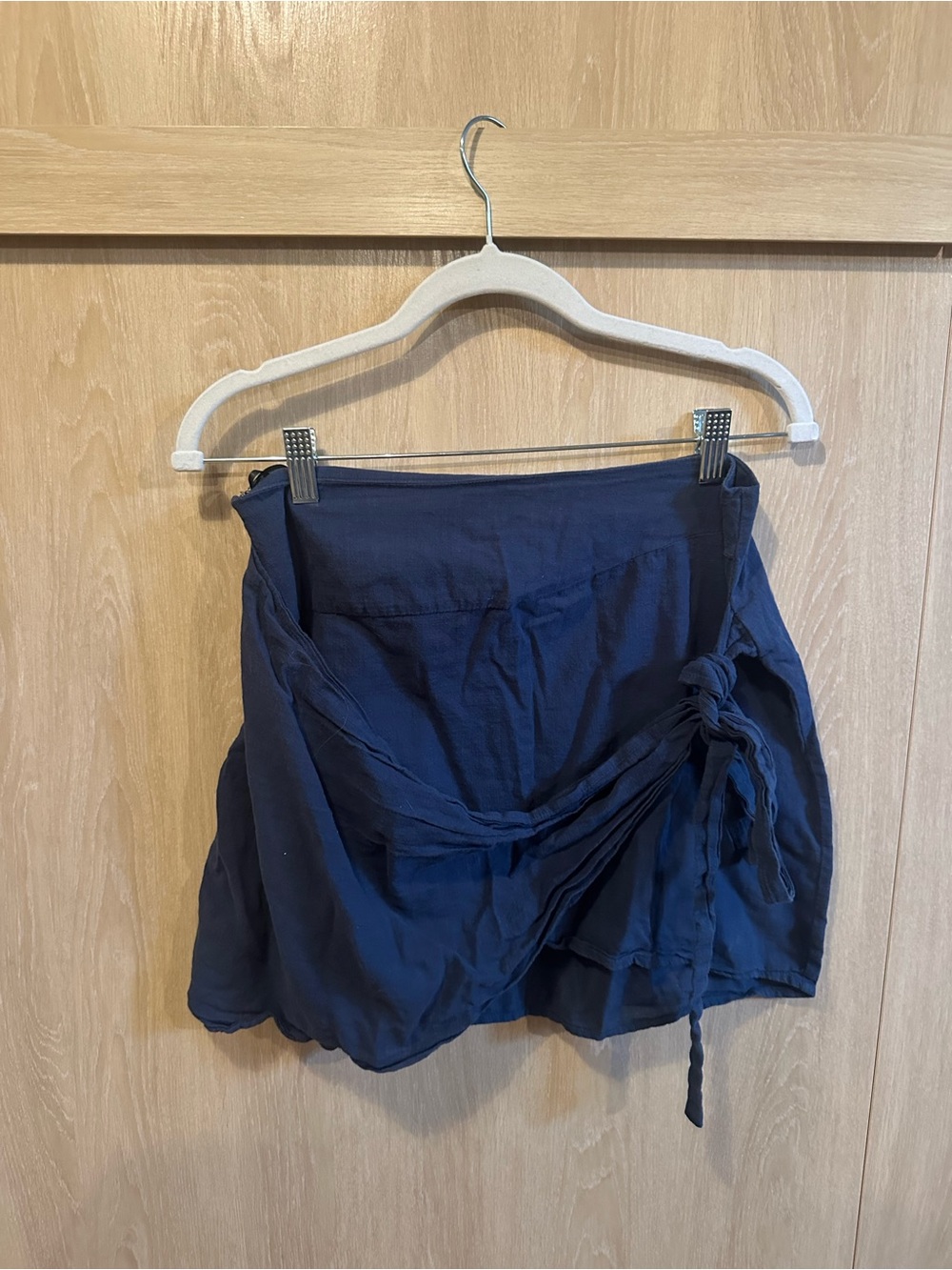 SHEIN Navy Blue Wrap Skirt with Side Tie